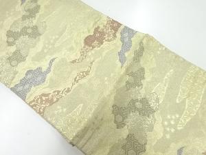 アンティーク　霞取りに花古典柄織出し袋帯（材料）